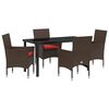 vidaXL Tisch- und Stuhlset 5 stk. Braun und Rot PE-Rattan