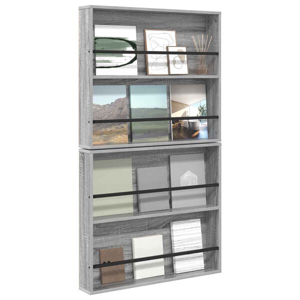 vidaXL Magazinregal 2 pcs Graues Sonoma 80 x 12 x 70 cm Holzwerkstoff