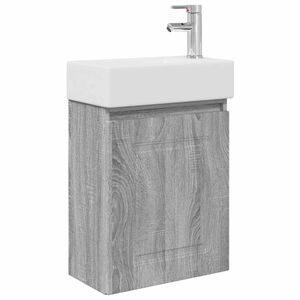 vidaXL Badezimmer Waschtischunterschrank mit Wasserhahn Sonoma-Grau