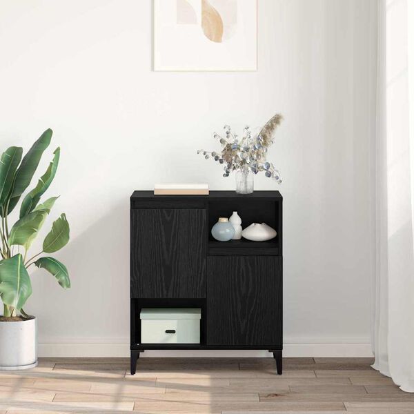 vidaXL Sideboard Schwarz Eichen-Optik 60 x 35 x 70 cm Holzwerkstoff