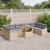vidaXL Garten-Sofa-Set mit Speicher 11 pcs Beige Poly Rattan