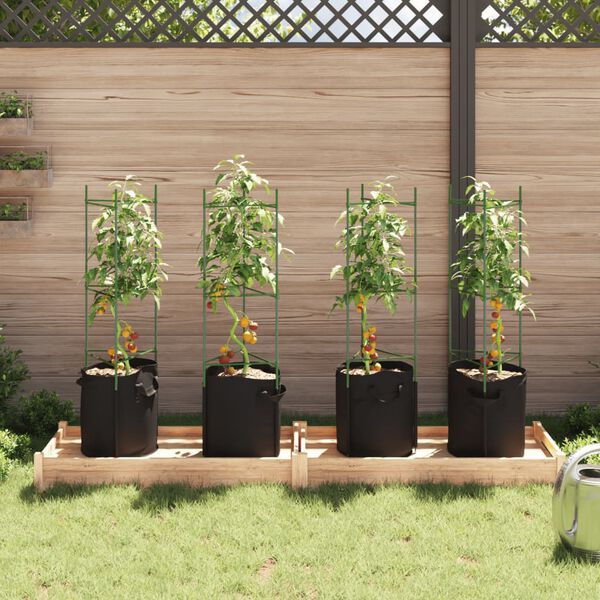 vidaXL Tomatenk&auml;fige mit Pflanzs&auml;cken 4 Stk. 116 cm Stahl und PP