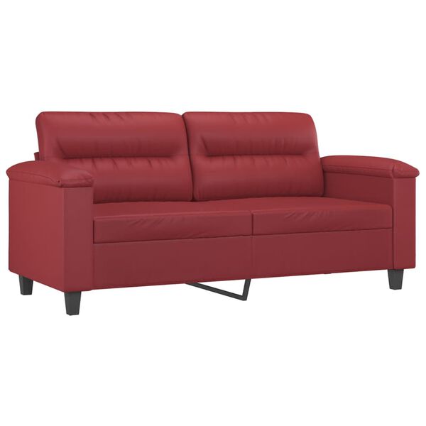vidaXL 2-Sitzer-Sofa mit Zierkissen Weinrot 140 cm Kunstleder