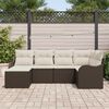 vidaXL Garten-Sofa-Set mit Kissen 6 pcs Braun und Weiß Poly Rattan