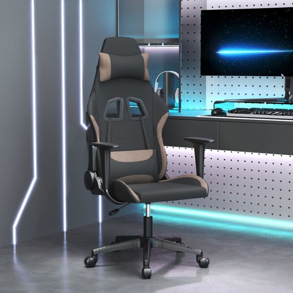 vidaXL Gaming-Stuhl mit Massagefunktion Schwarz und Taupe Stoff