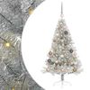 vidaXL K&uuml;nstlicher vorbeleuchteter Weihnachtsbaum Silber 120 cm PET