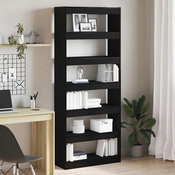 vidaXL B&uuml;cherregal mit Regal Schwarz 80 x 30 x 198 cm Holzwerkstoff