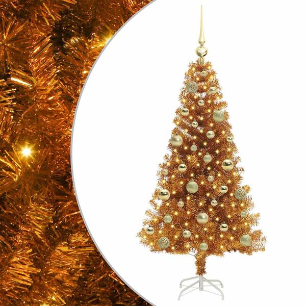 vidaXL Weihnachtsbaum mit 150 LEDs mit St&auml;nder Gold 120 cm PET