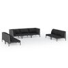 vidaXL 7-tlg. Garten-Lounge-Set mit Kissen Poly Rattan Dunkelgrau