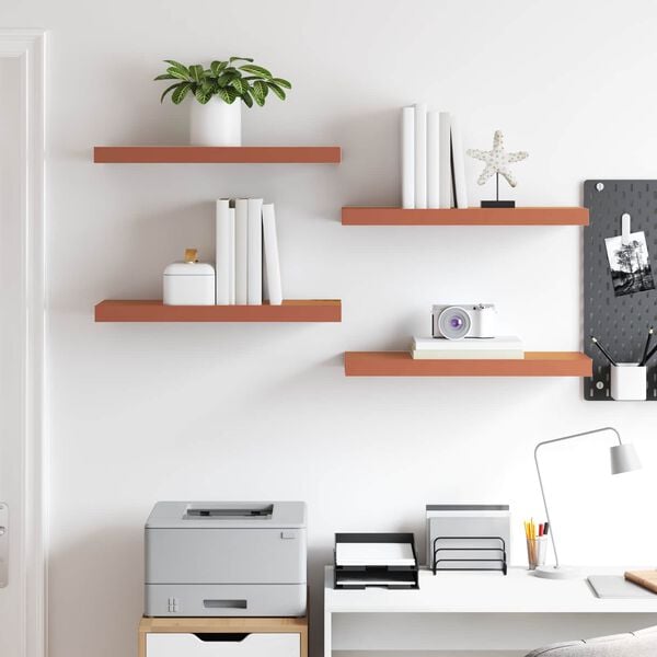 vidaXL Wandregal Wandmontiert 4 pcs Rot 60 x 23 x 4 cm Holzwerkstoff