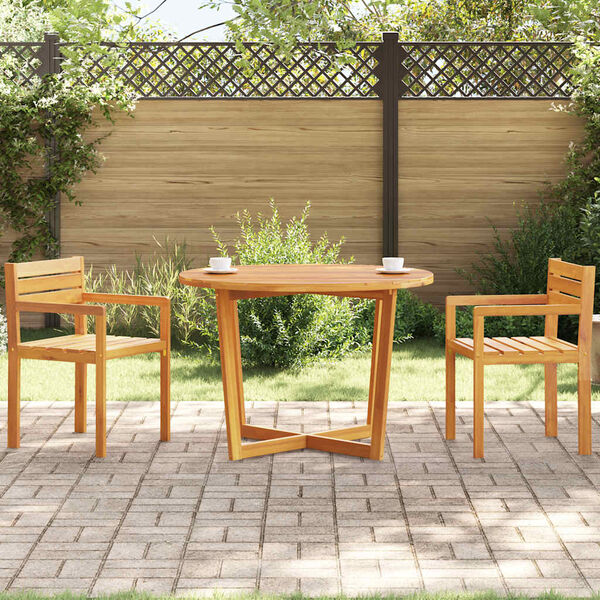 vidaXL Garten-Esstisch Rund &Oslash;110x75 cm Massivholz Akazie
