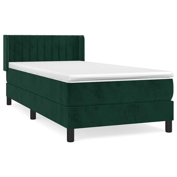 vidaXL Boxspringbett mit Matratze Dunkelgr&uuml;n 80x200 cm Samt