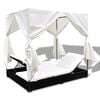 vidaXL Outdoor-Loungebett mit Vorhang Poly Rattan Schwarz