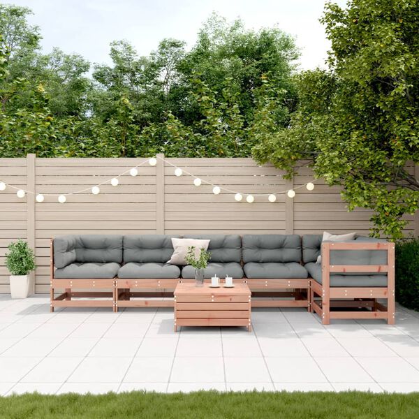 vidaXL 7-tlg. Garten-Lounge-Set mit Kissen Massivholz Douglasie