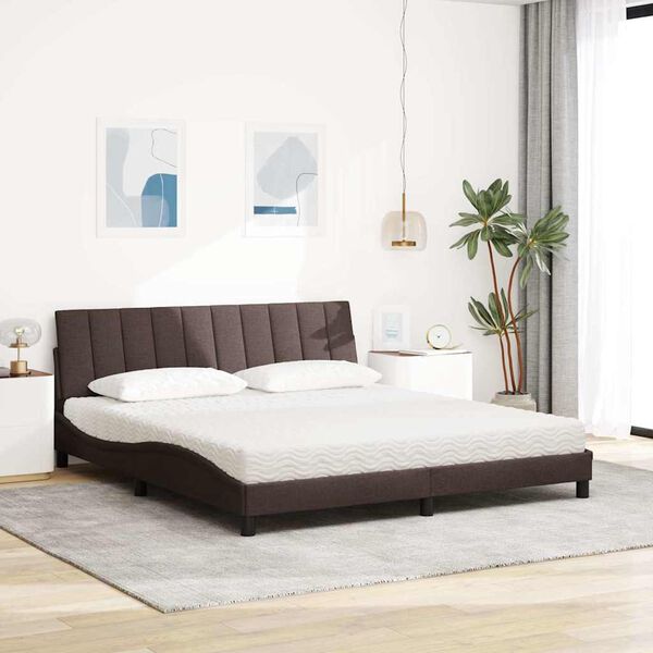 vidaXL Bett mit Matratze "Hanko" Dunkelbraun 180x200 cm Stoff
