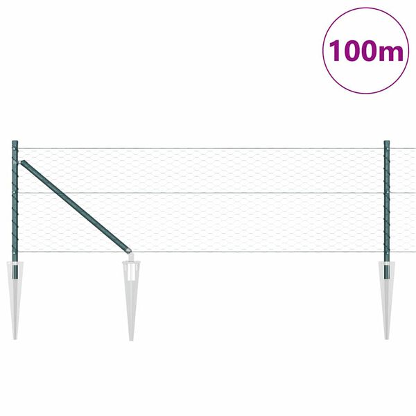 vidaXL Zaunpfosten Gr&uuml;n 100 x 0,6 m (36 mm Maschen) Stahl und PVC