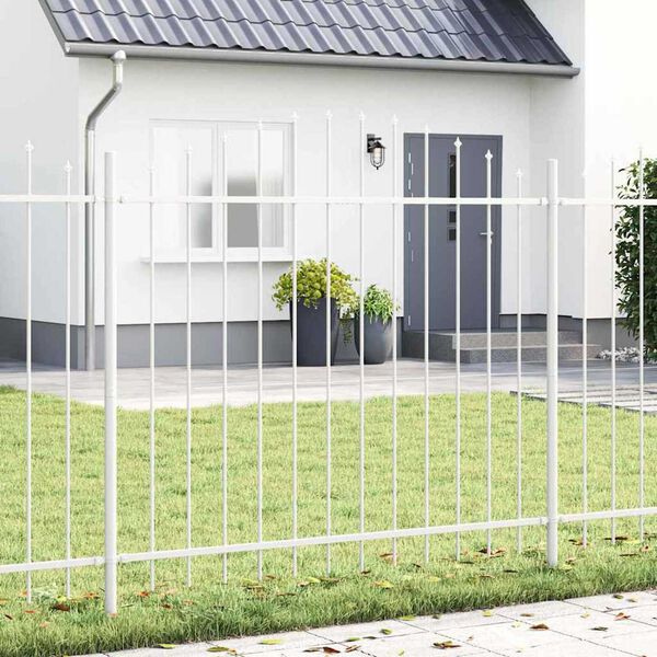 vidaXL Gartenzaun 7 pcs Wei&szlig; 170 x 165 cm Pulverbeschichteter Stahl