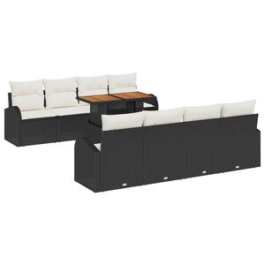 vidaXL Garten-Sofa-Set 7 stk. Schwarz und Creme