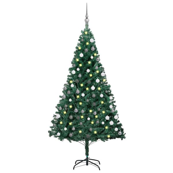 vidaXL K&uuml;nstlicher Weihnachtsbaum mit Beleuchtung & Kugeln Gr&uuml;n 120 cm