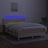 vidaXL Boxspringbett mit Matratze & LED Creme 140x190 cm Stoff