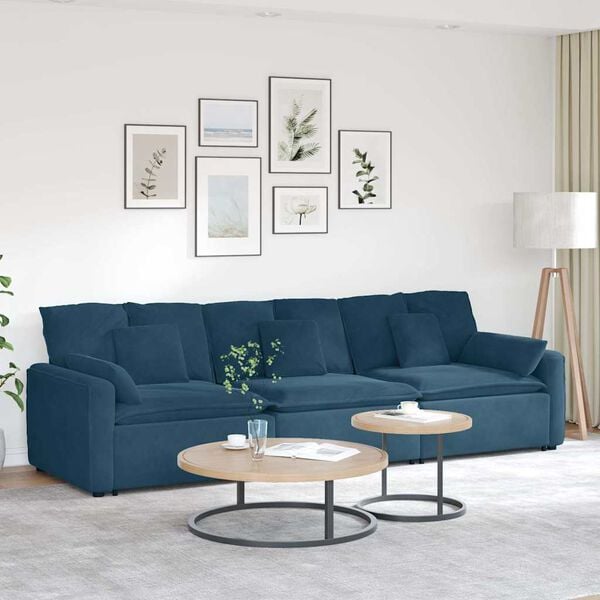 vidaXL Modulares Sofa mit Kissen Blau