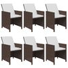 vidaXL 7-tlg. Garten-Essgruppe mit Kissen Poly Rattan Braun