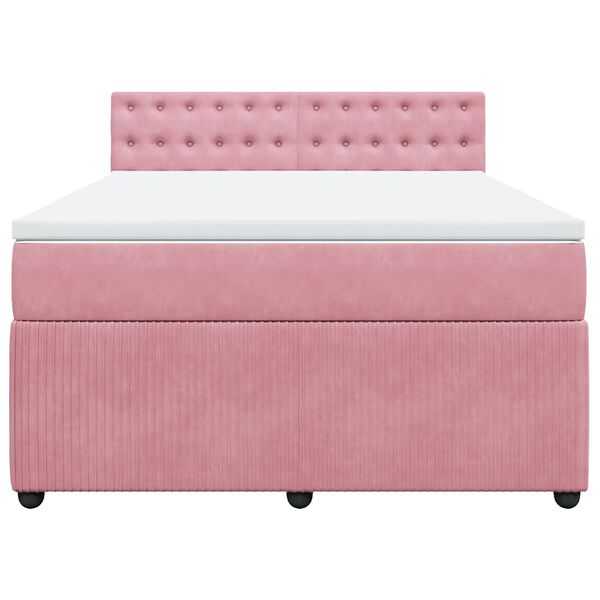 vidaXL Boxspringbett mit Matratze Rosa 140x190 cm Samt