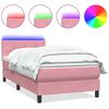 vidaXL Boxspringbett mit Matratze & LED Rosa 80x210 cm Samt