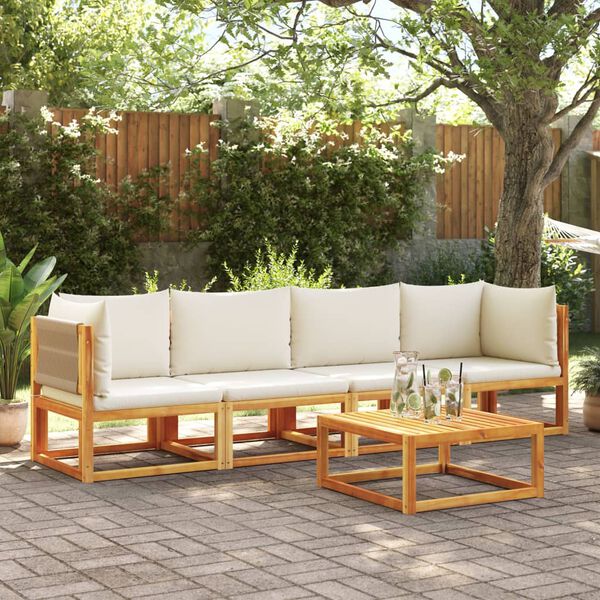 vidaXL 4-tlg. Gartensofa-Set mit Kissen Holz Akazie & Seil