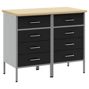 vidaXL Werkbank mit Schubladen 2 pcs Schwarz und Grau 100 x 55 x 85 cm