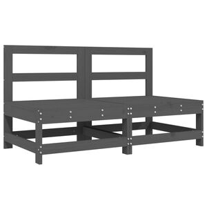 vidaXL Garten-Mittelsofas 2 Stk. Grau Massivholz Kiefer