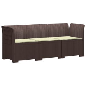 vidaXL 3-Sitzer Garten Sofa mit Kissen Rattan-Look PP Braun