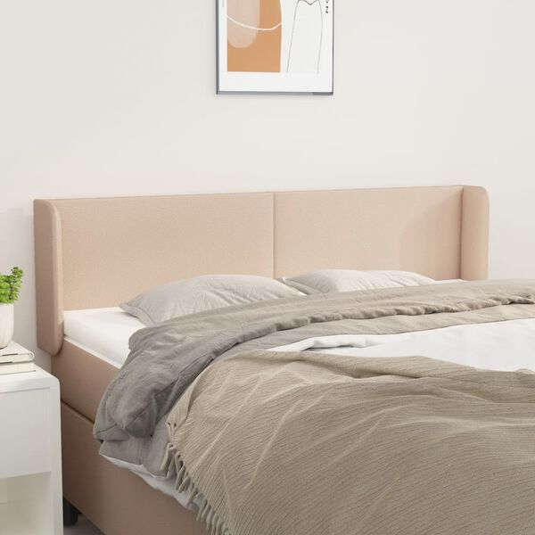 vidaXL Kopfteil mit Ohren Cappuccino-Braun 147x16x78/88 cm Kunstleder