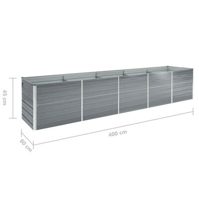 vidaXL Garten-Hochbeet Verzinkter Stahl 400x80x45 cm Grau
