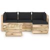 vidaXL 5-tlg. Garten-Lounge-Set mit Kissen Gr&uuml;n Impr&auml;gniertes Holz