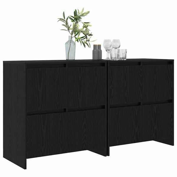 vidaXL Sideboards 2 pcs Schwarz Eichen-Optik 70 x 41 x 75 cm