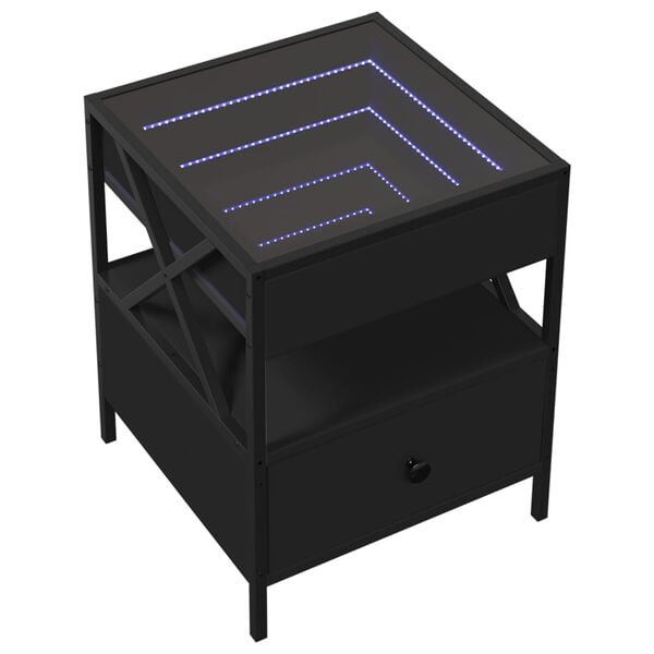 vidaXL Couchtisch mit Infinity-LED Schwarz 40x40x51 cm
