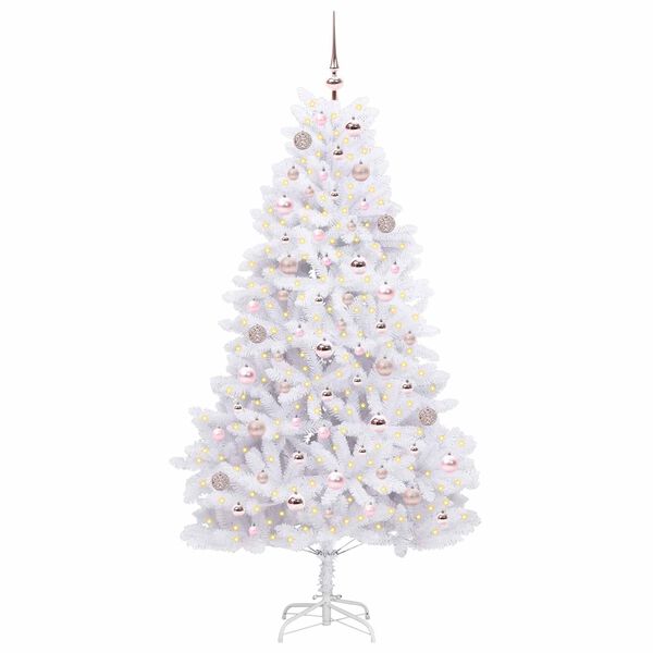 vidaXL K&uuml;nstlicher klappbarer Weihnachtsbaum Wei&szlig; 180 cm PVC und Stahl