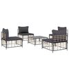 vidaXL 5-tlg. Garten-Lounge-Set mit Kissen Anthrazit Poly Rattan