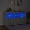 vidaXL Sideboard mit LED-Leuchten Grau Sonoma 181,5x37x100 cm