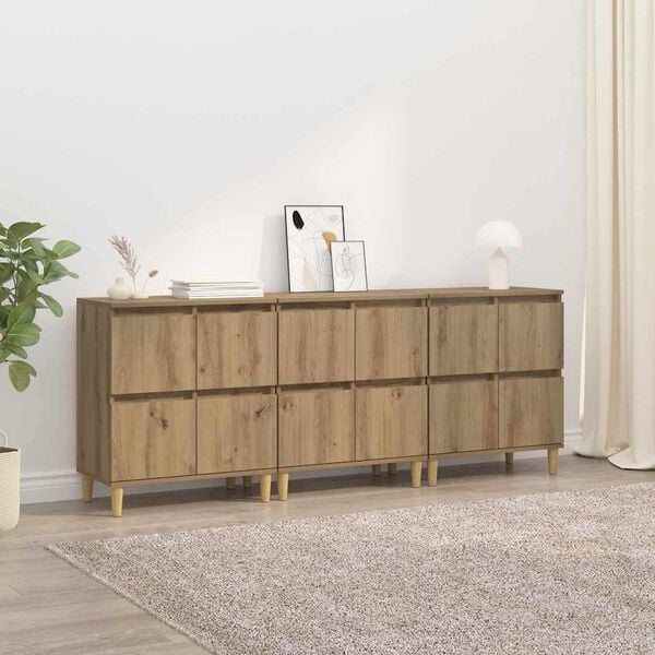 vidaXL Sideboards 3 pcs Artisan-Eiche 60 x 35 x 70 cm Holzwerkstoff