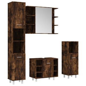 vidaXL 4-tlg. Badm&ouml;bel-Set R&auml;uchereiche Holzwerkstoff