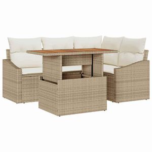 vidaXL Garten Essgruppe mit Kissen 5 pcs Beige und Creme