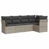 vidaXL 5-tlg. Garten-Sofagarnitur mit Kissen Hellgrau Poly Rattan