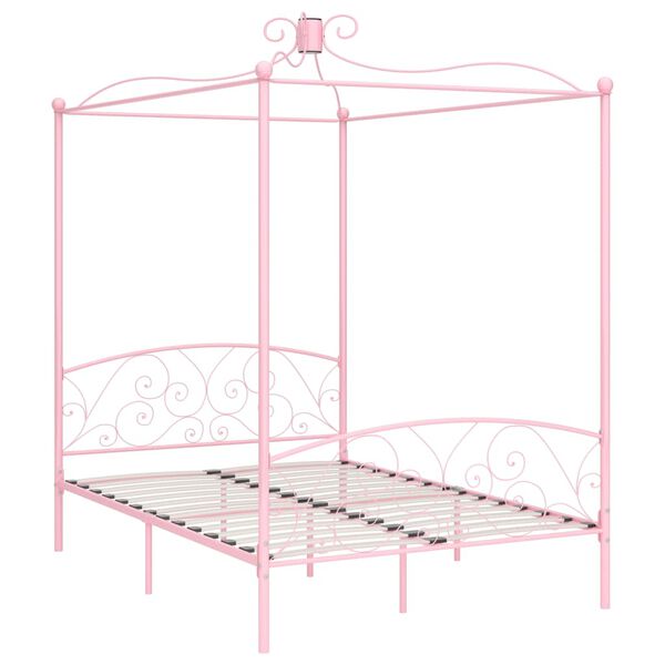 vidaXL Himmelbett-Gestell Rosa Metall 140 x 200 cm