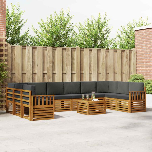 vidaXL Sofagarnituren 11 pcs Natur und Anthrazit Massivholz Akazie