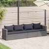 vidaXL 4-tlg. Garten-Sofagarnitur mit Kissen Grau Poly Rattan