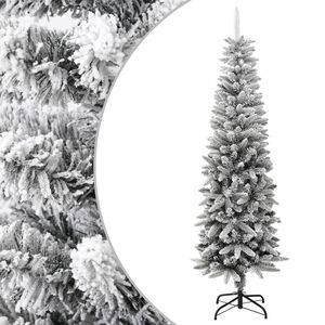 vidaXL K&uuml;nstlicher Weihnachtsbaum Schlank mit Schnee 180 cm PVC & PE