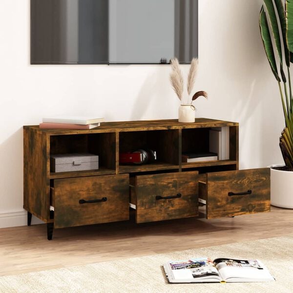 vidaXL TV-Schrank Räuchereiche 102x35x50 cm Holzwerkstoff