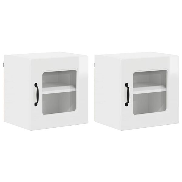 vidaXL K&uuml;chenschrank Kalmar 2 pcs Hochglanz Wei&szlig; 40 x 31 x 40 cm
